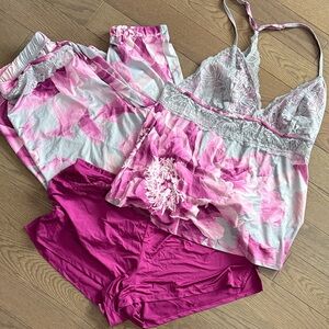 Floral Pink and Gray Women's Sleepwear Set